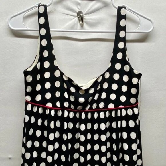 GNW Fit & Flare Dress Women's Size 4 Black White Pink Polka Dot Lightweight EUC - Picture 2 of 8